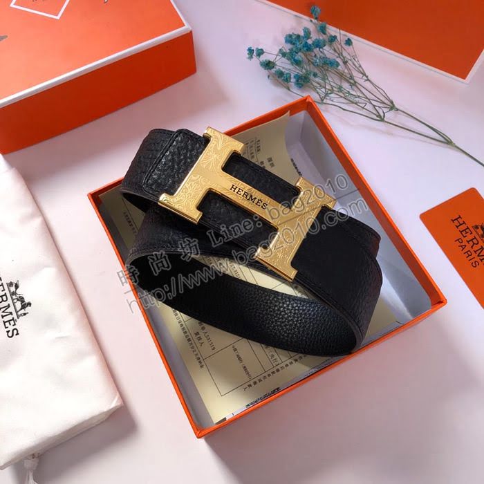 HERMES皮帶 天然頭層牛皮 大象紋荔枝紋 時尚潮流 愛馬仕男腰帶  hgh1920